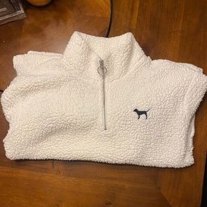 Pink Victoria’s Secret Sherpa fleece quarter zip